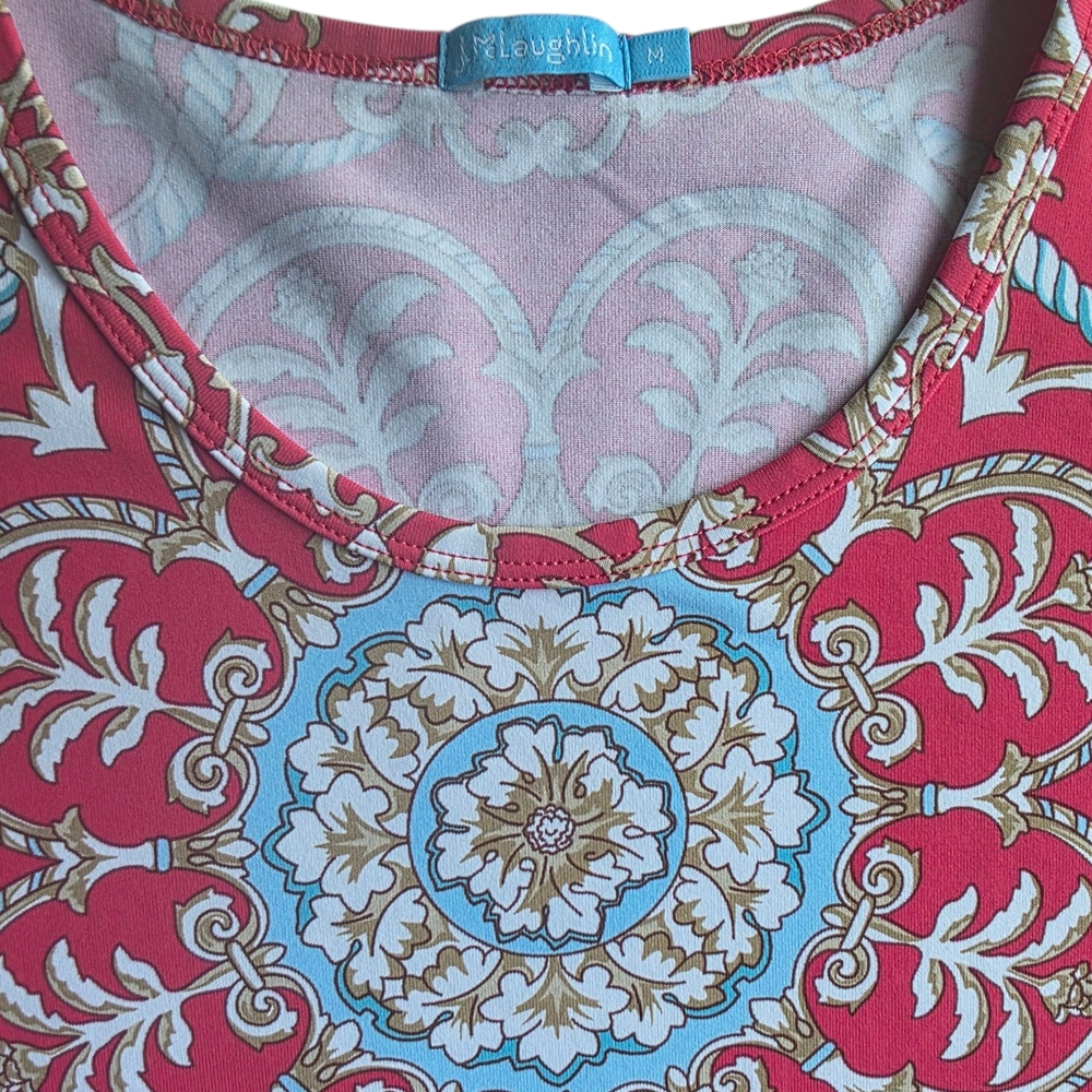 J. McLaughlin Tassel Print Top Three Quarter Sleeve - Picture 3 of 8